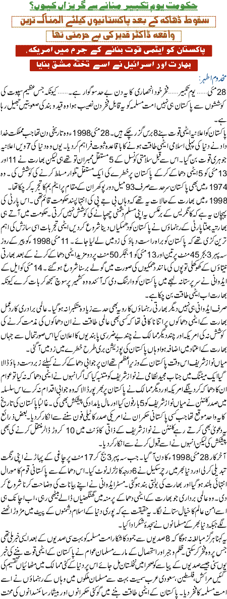 Hakoomat Youm E Takbeer Manane SE GureezaaN Kiyon