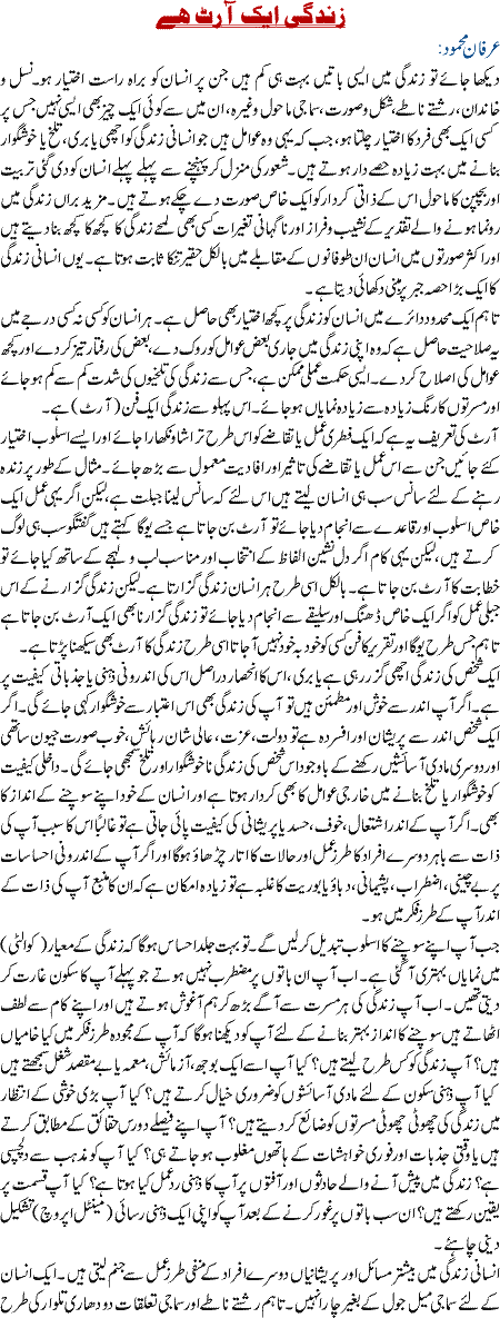 Zindagi Aik Art Hai