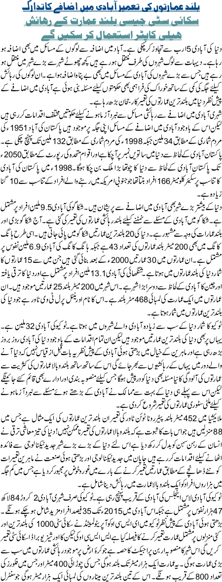 Baland imartoon ki tameer abadi main azafe ka tadaruk