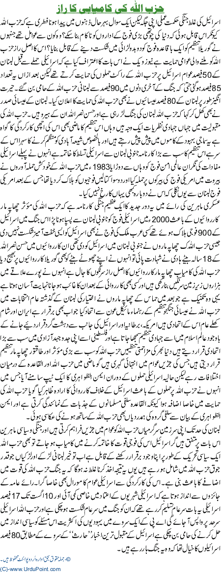 Hizbullah ki kamyabi ka razz