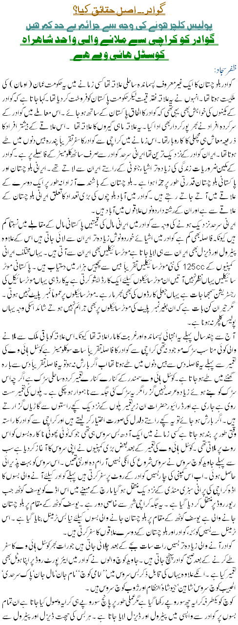 Gwadar Asaal Haqaiq Kiya Hain