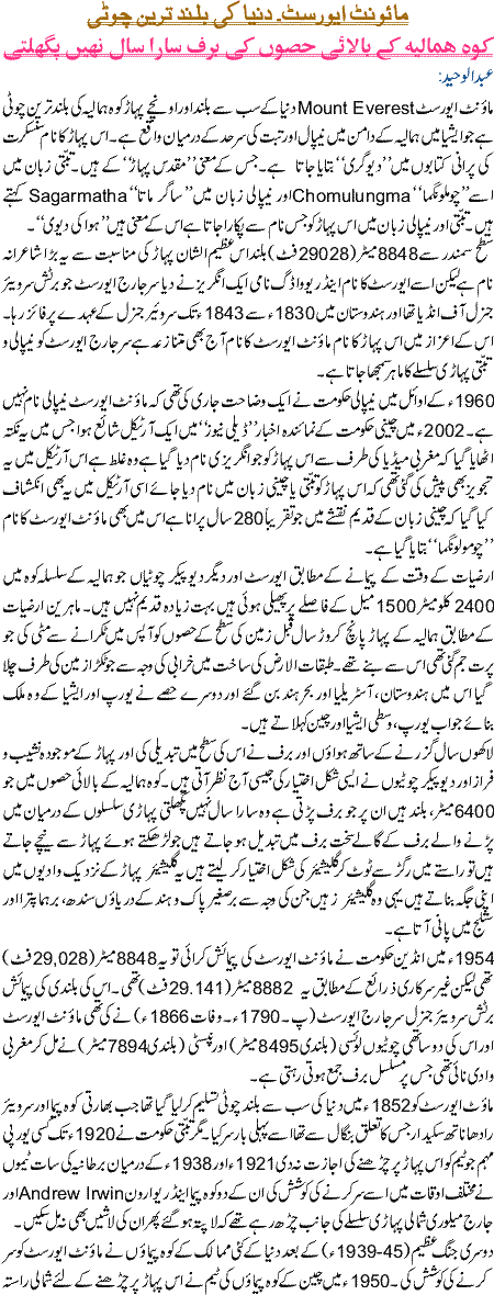 Mount Everest Duniya ki buland tareen choooT_i