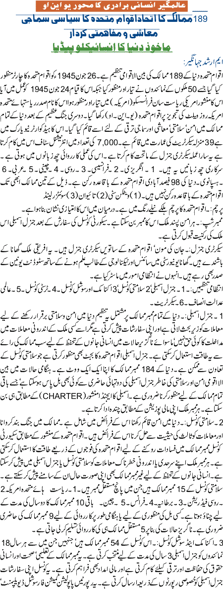 Alamgir Insani Bradri Ka Mehwar UNO