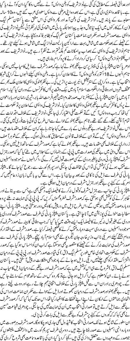 Benazir Ki Sadarti Intekhabat k baad Wapsi