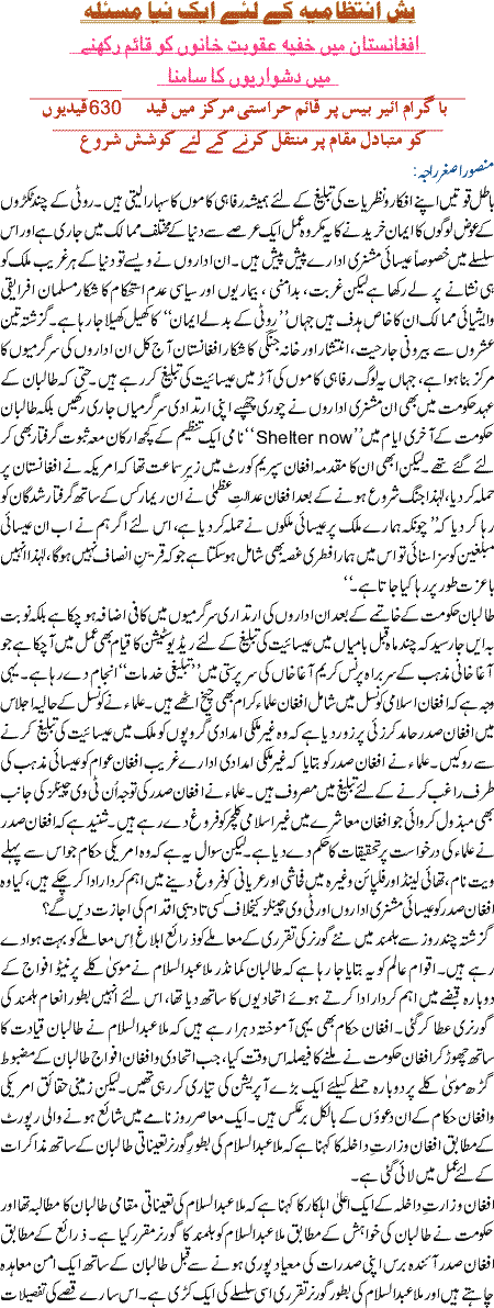 Bush Intezamia K Liye Naya Masla