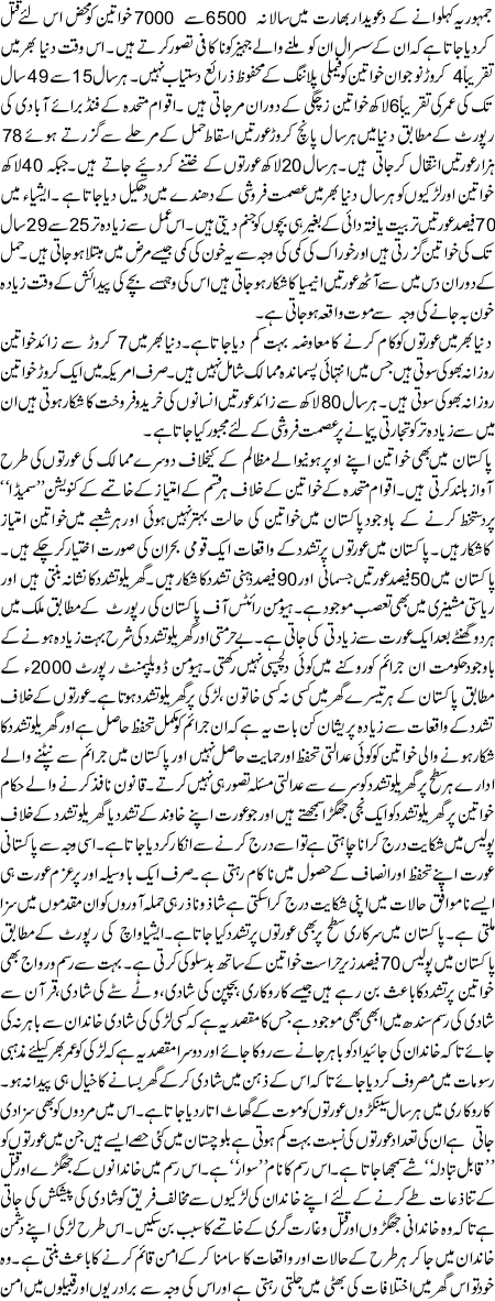 8 March Aalmi Youm e KhawateeN