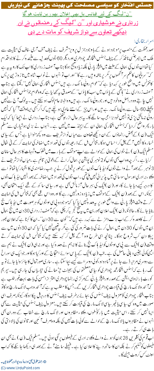 Justice Iftikhar Siasi muslihat ki bhent charne ko tiyar