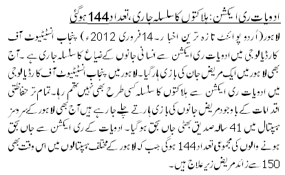 ادویات ری ایکشن: ہلاکتوں کا سلسلہ جاری، تعداد 144 ہوگئی