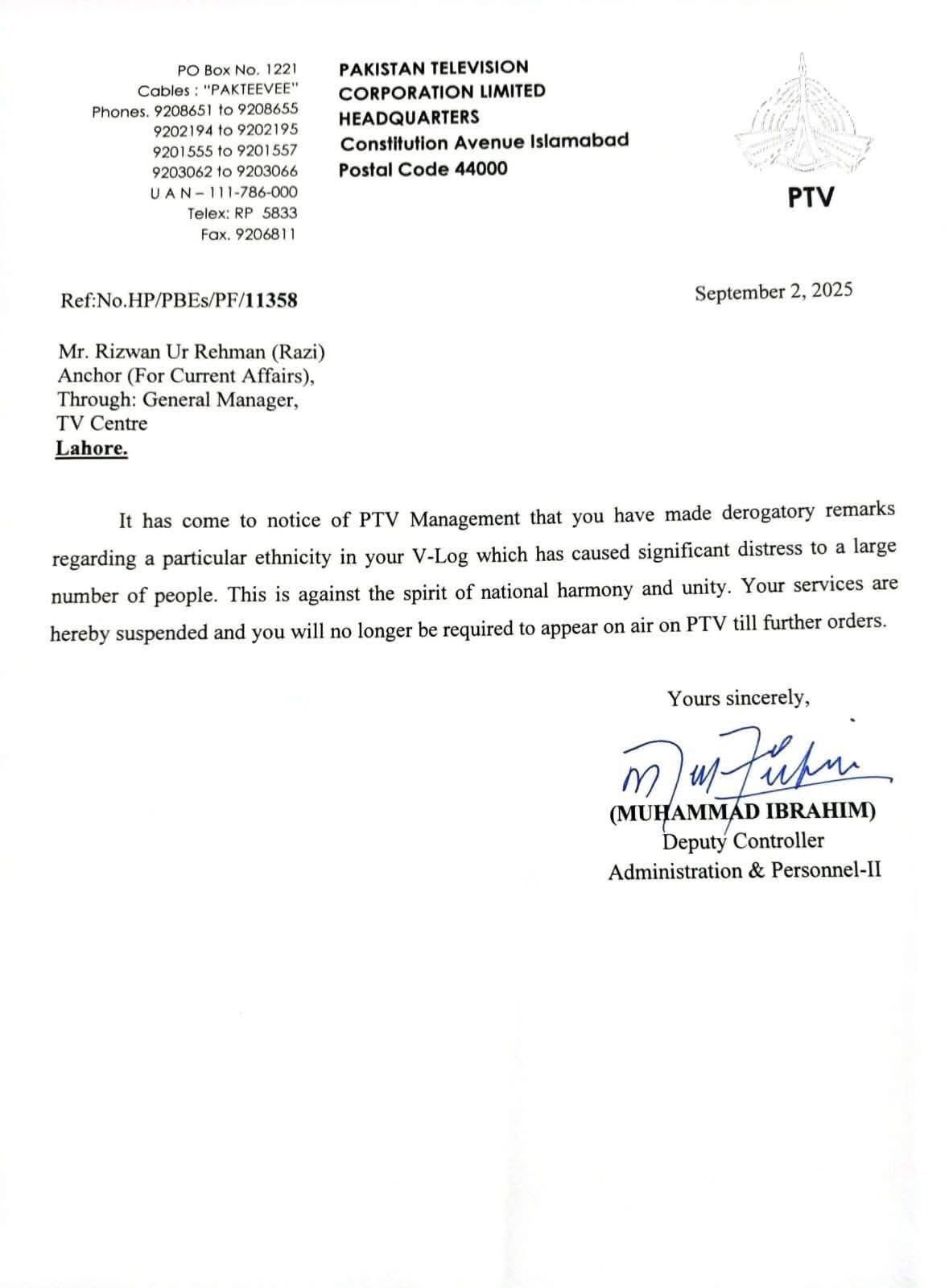 PTV Razi Dada